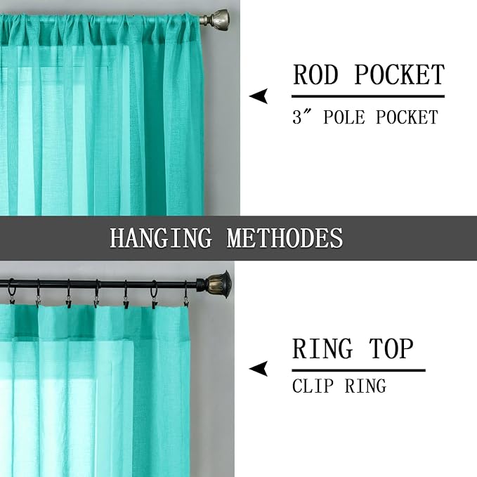 Tollpiz Sheer Tier Curtains Kitchen Linen Textured Half Curtain Sheers Light - Image 5