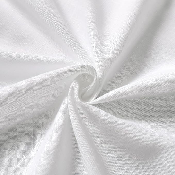 Nanspring White Cafe Curtains 48 Inch Length Set 2 Panel Back Tab Pocket Semi - Image 6