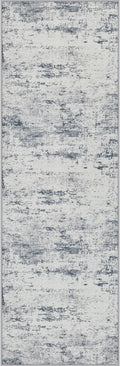 3x8 Washable Runner Rug：Modern Abstract Soft Carpet Blue Grey | by FXRHLP