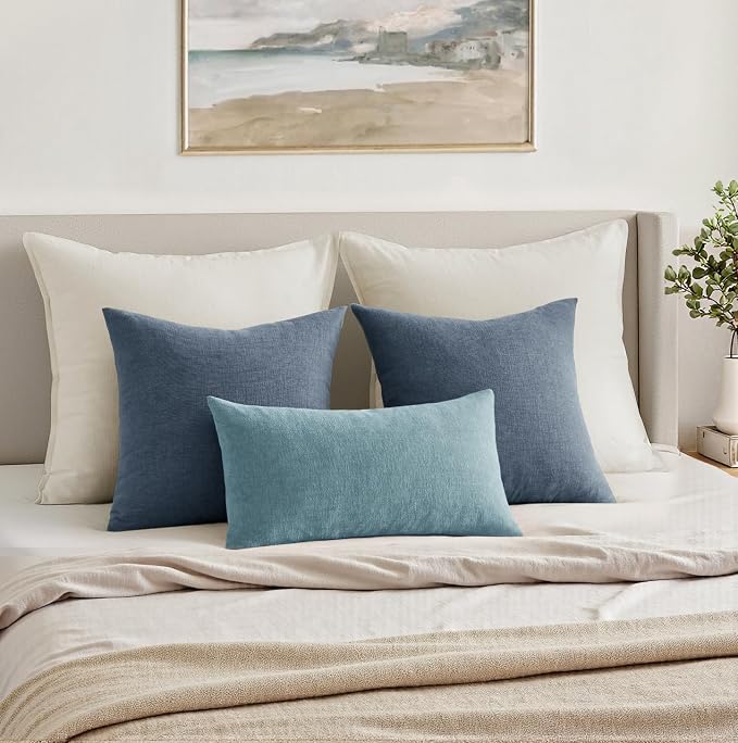 MIULEE Dark Grey Blue Chenille Couch Throw Pillow Covers, 20x20 | Set of 2 - Image 7
