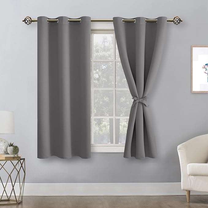 Blackout Curtains for Bedroom, Light Grey, 42 x 54 Inch, 2 Panels | Thermal - Image 8