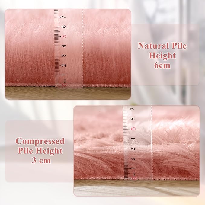 ORINOVA Round Rug 3ft Pink Small Fluffy Rug - Image 4