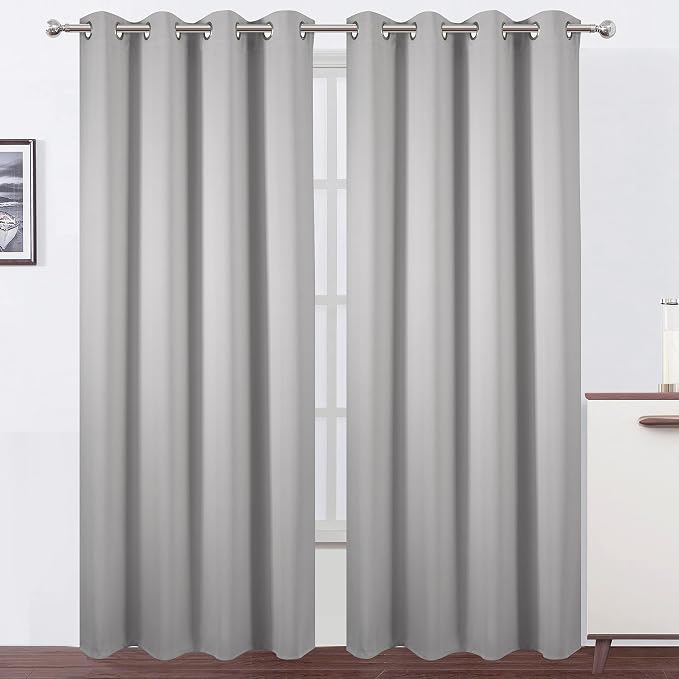 Blackout Curtains 52 x 108 inch/Light Grey Curtains Set of 2 Panels/Thermal by Lemomo