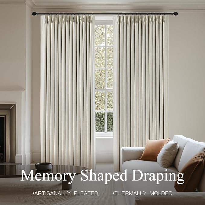 100% Blackout Pinch Pleated Linen Curtains 94 Inches Long - Image 8