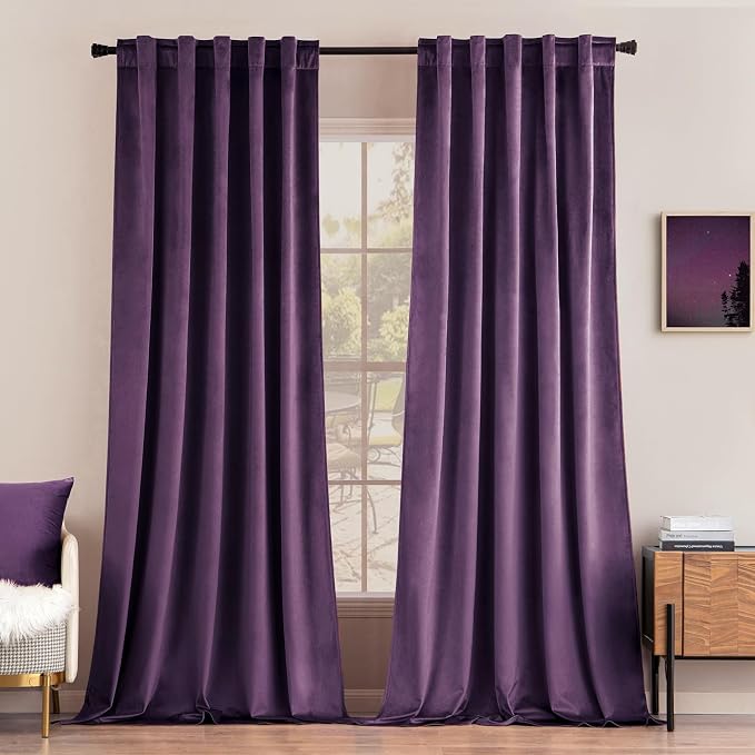 MIULEE Purple Velvet Curtains 90 inches by MIULEE