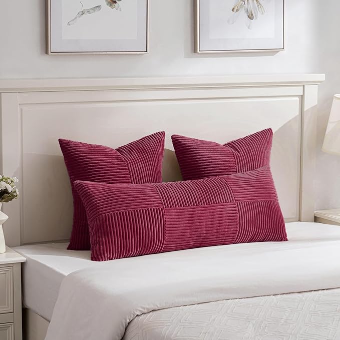 Fancy Homi 2 Packs Burgundy Big Decorative Throw Pillow Covers 24x24 Inch - Image 5