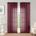 OWENIE Sheer Curtains 84 Inches Long 2 Panels Set, Burgundy Sheer Curtain by OWENIE