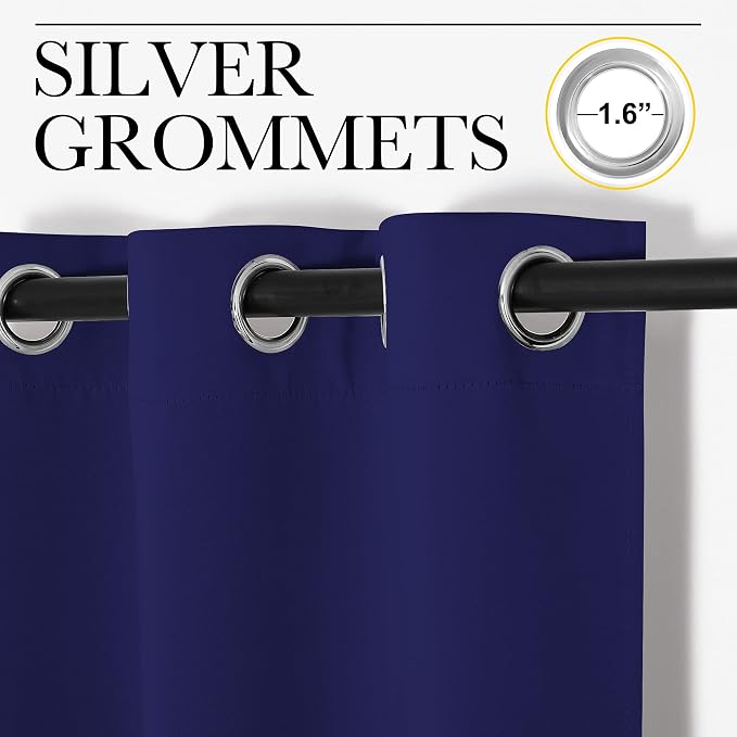 NICETOWN Navy Blue Blackout Curtains 48 inches Length - Image 2
