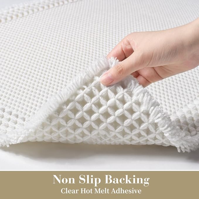 RESARE Waffle Bath Mat for Bathroom, Non Slip Bathroom Rugs 24"x36" White | - Image 4