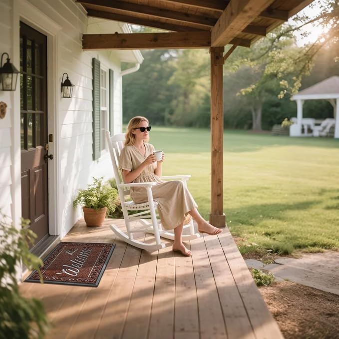 Yimobra Welcome Front Door Mat, Heavy Duty Easy Clean Doormat Indoor Outdoor, Waterproof Quick Dry Floor Mat for Home, Garage, Hign Traffic Areas, Non Slip, Low Profile, 29.5X17 Inches, Maroon