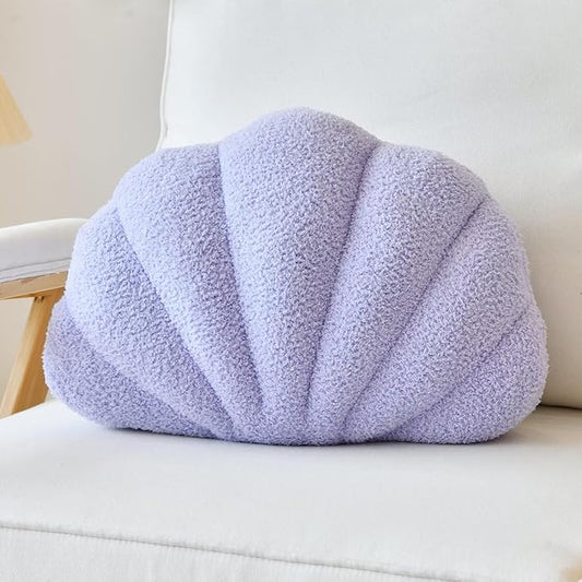 Lavender Seashell Throw Pillows, Shell Shaped Throw Pillows, 13 Inch Soft Home Decorative Pillow Plush Cushion for Bed Couch Living Sofa Room Decor Accent Throw Pillow