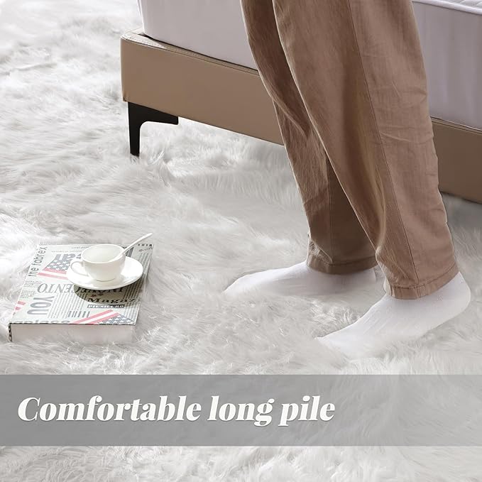 ORINOVA White Fluffy Faux Fur Rugs - Image 3