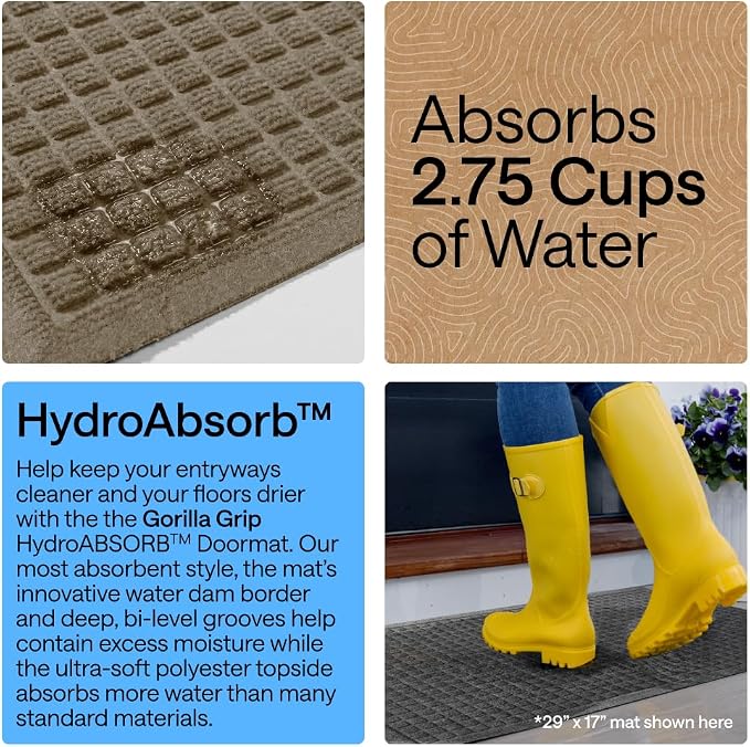 GORILLA GRIP® Ultra Absorbent Front Door Mat Outside Entrance 72x24, Traps Dirt - Image 3
