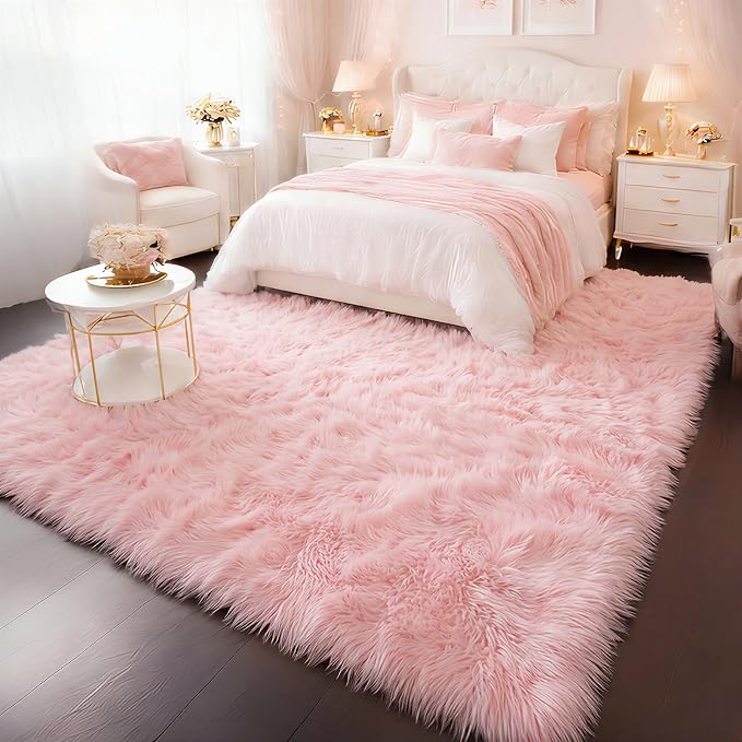 Amdrebio Pink Large Fluffy Plush Big Rug 9x12 - Image 6