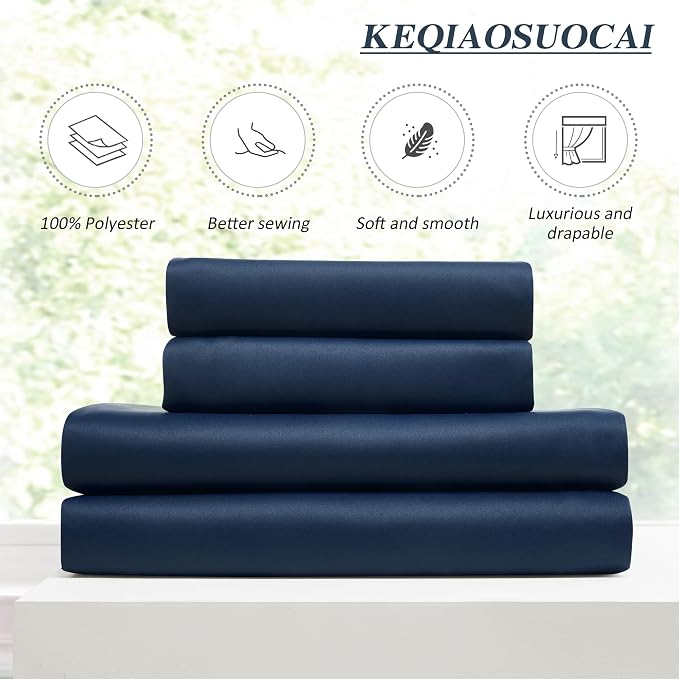 92 Inch Long Curtains Navy Blue Pinch Pleated Draperies - Image 5