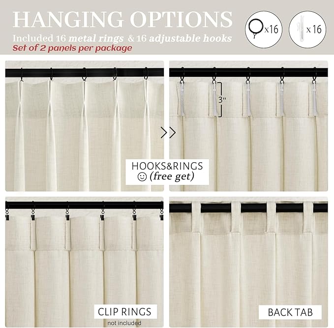 Cream Beige Linen Sheer Curtains 90 Inches Long - Image 5