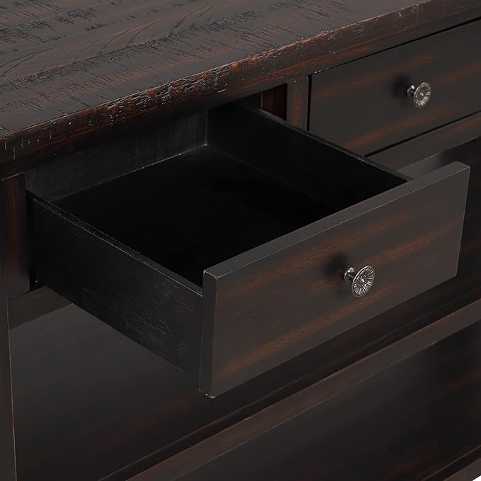 Solid Wood Console Table,Sofa Table with Storage Drawers and Bottom Shelf,Entryway Table for Entry Hallway Foyer,Fully Assembled (48.8" Distressed Black)