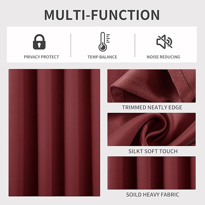 Joydeco Blackout Curtains 72 inches Long 2 Panels Set, Thermal Insulated Long - Image 3