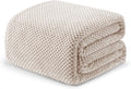 Exclusivo Mezcla Soft Waffle Fleece Bed Blanket Twin Size, Tan | Lightweight by ExclusivoMezcla