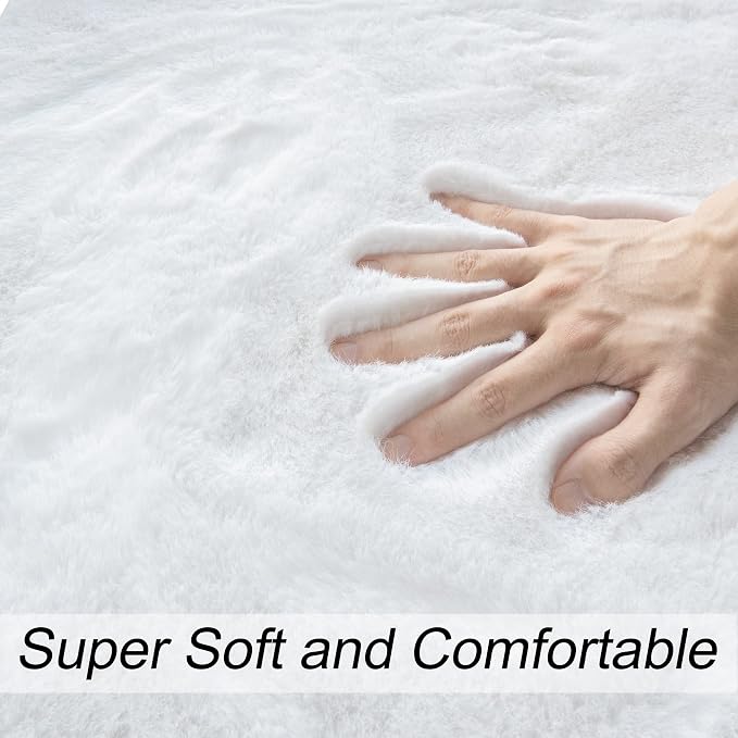 ORINOVA White Faux Bunny Fluffy Fur Rug Washable Area Rugs - Image 4