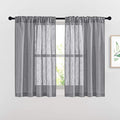 NICETOWN Bathroom Window Curtains 45 inch Length, Natural Linen Textured Rod by NICETOWN