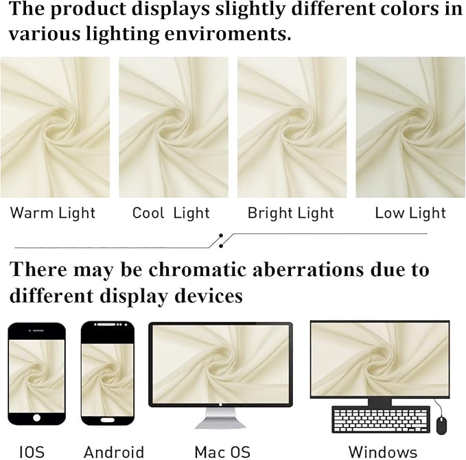 Cream Sheer Curtains 54 Inch Length 2 Panels, Voile Airy Curtains - Image 5
