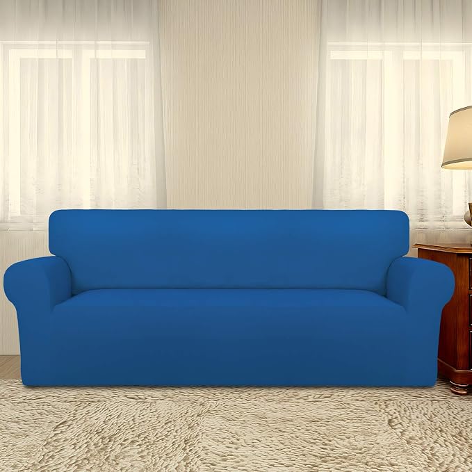 PureFit Stretch Oversized Couch Covers Fleece Sofa Slipcovers Classic Blue | - Image 2