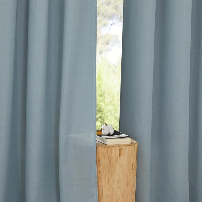 NICETOWN Stone Blue Linen Kitchen Window Curtains Over Sink, Grommet Thick - Image 3