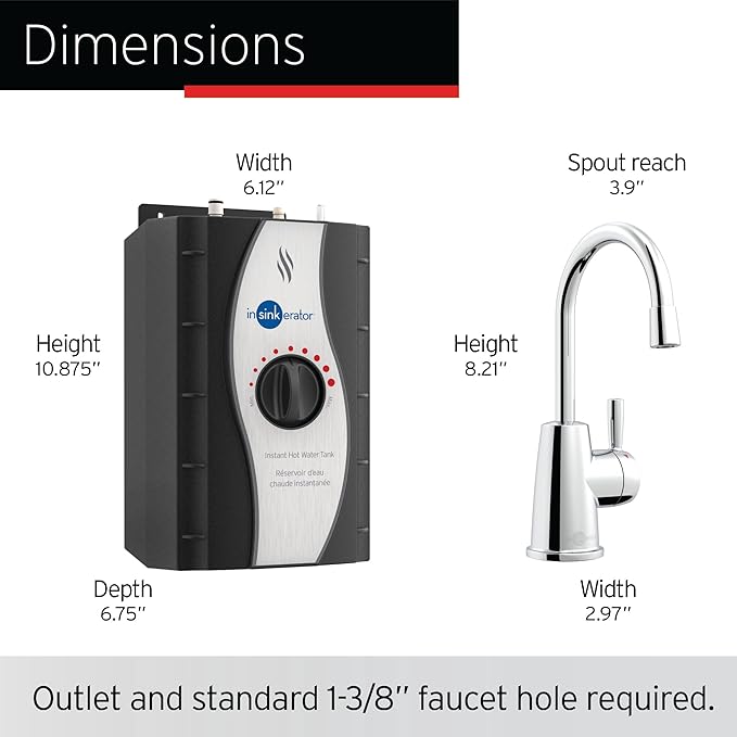 InSinkErator Stainless Steel Tank, H250C-SS HOT250 System, Single-Handle Faucet in Chrome with2/3-Gallon Instant Hot Water Dispenser
