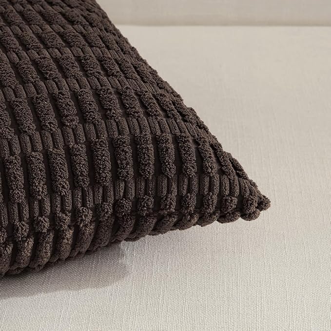 Fancy Homi 4 Packs Boho Dark Brown Decorative Throw Pillow Covers 22x22 Inch - Image 3