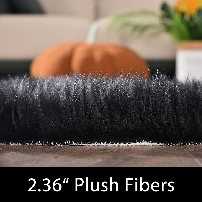Latepis Area Rug 6x8, Faux Fur Sheepskin Rug - Image 3