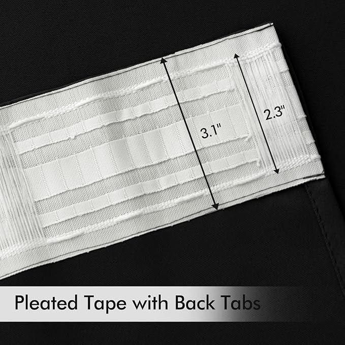 MIULEE Black Back Tab Blackout Curtains 52x80 Inch Length 2 Panels Set | Rod - Image 4