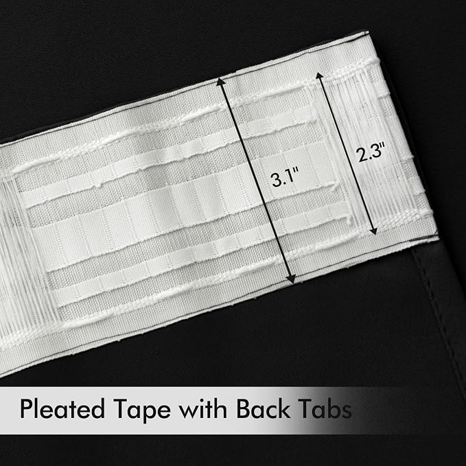 MIULEE Black Back Tab Blackout Curtains 52x72 Inches Long 2 Panels Set | Rod - Image 4