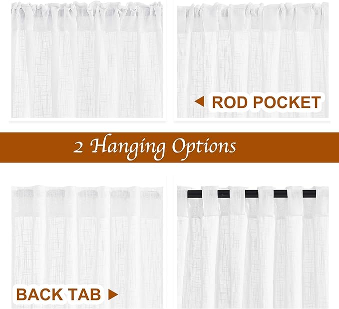 NICETOWN Semi Sheer Curtains 84 inches Length, Rod Pocket & Back Tab Linen - Image 3