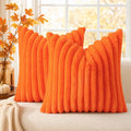 decorUhome Fall Faux Fur Throw Pillow Covers 20x20 Set of 2 Orange | Decorative by decorUhome