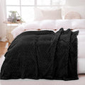 Puncuntex Black Throw Blanket 90"×90" inches Fuzzy 3D Jacquard Decorative by Puncuntex