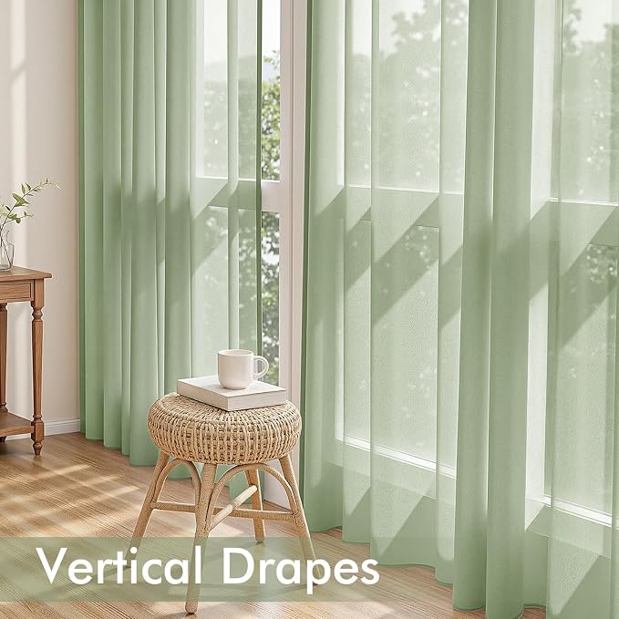 MIULEE Sage Green Sheer Curtains 72 Inches Long 4 Panels 54 x 72 Inches | Light - Image 5