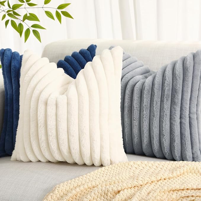 decorUhome Cozy Faux Fur Throw Pillow Covers 16x16 Set of 2 Decorative Soft - Image 6