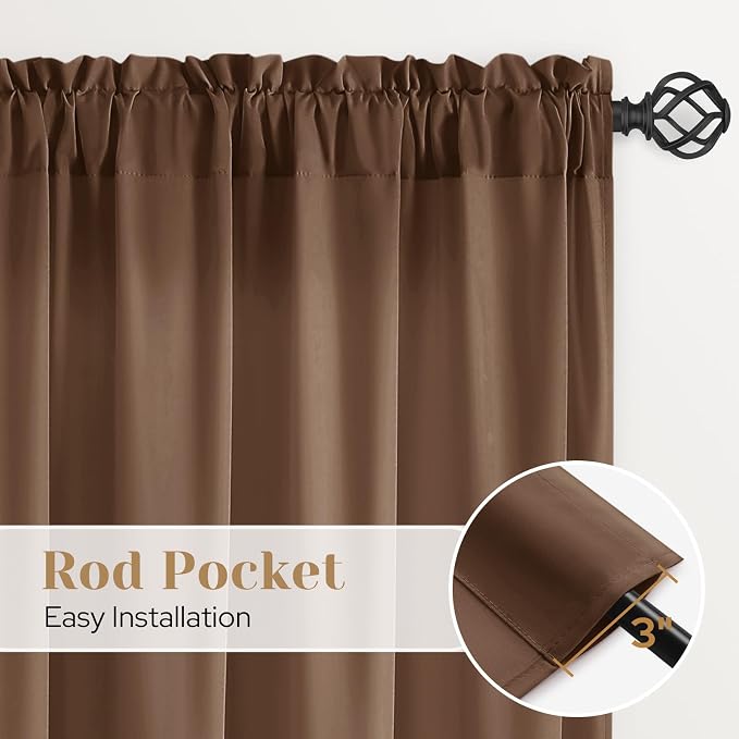 HOMEIDEAS Non-See-Through Brown Privacy Sheer Curtains, 52 X 63 Inches Long 2 - Image 6
