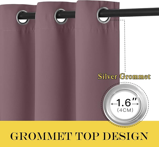 NICETOWN Blackout Dry Rose Curtain 63 inches Long - Image 3