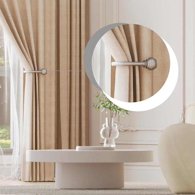 Hion Curtain Holdbacks Silver 4pcs, Curtain Tiebacks Wall Mounted Curtain Hooks - Image 4