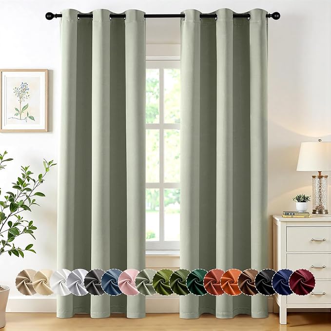 MIULEE Blackout Curtains for Bedroom 2 Panels 40 x 84 Inch Long Sage Green | by MIULEE