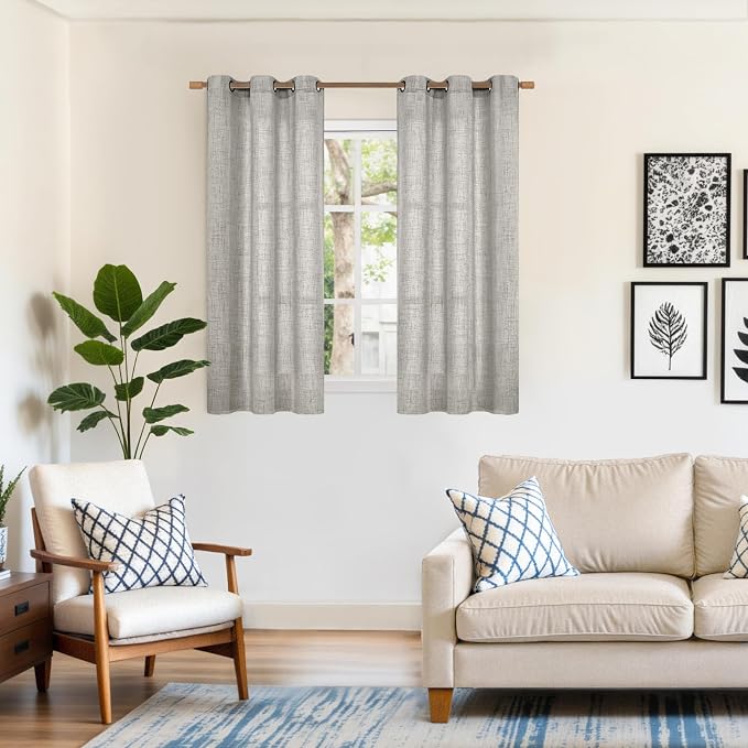 YoungsTex Short Linen Semi Sheer Curtains 40 Inches Long - Image 2