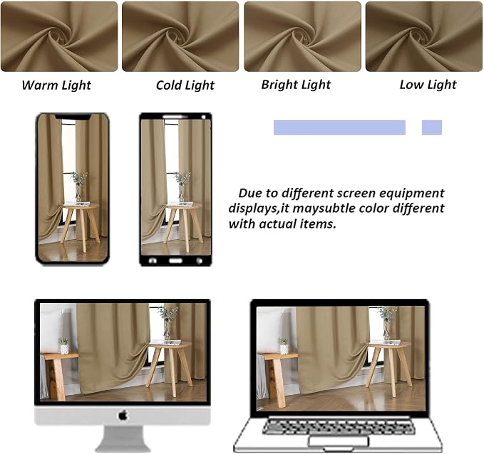 Simplebrand Ava Taupe Short 36 Inches Blackout Curtain 2 Panels Set, Half - Image 9