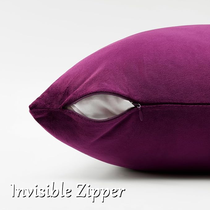 GIGIZAZA Velvet Pillow Covers 22x22 Decorative Pillows Pack of 2 Purple | Throw - Image 4