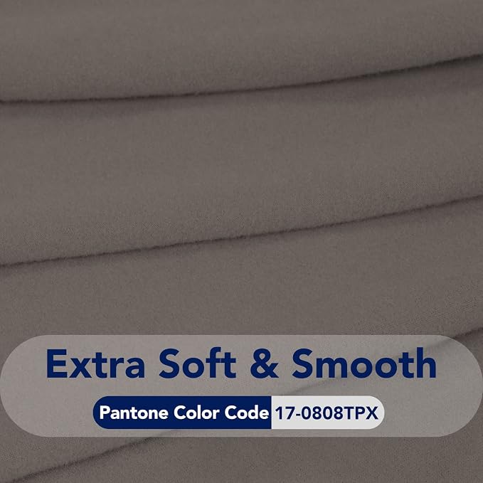PureFit Stretch Oversized Couch Covers Fleece Sofa Slipcovers Taupe | 1-Piece - Image 5