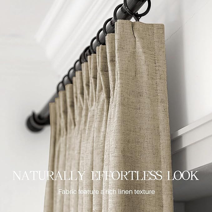 AUSSPVOCT Pinch Pleated 95 Inch Linen Curtains 100% Blackout - Image 6
