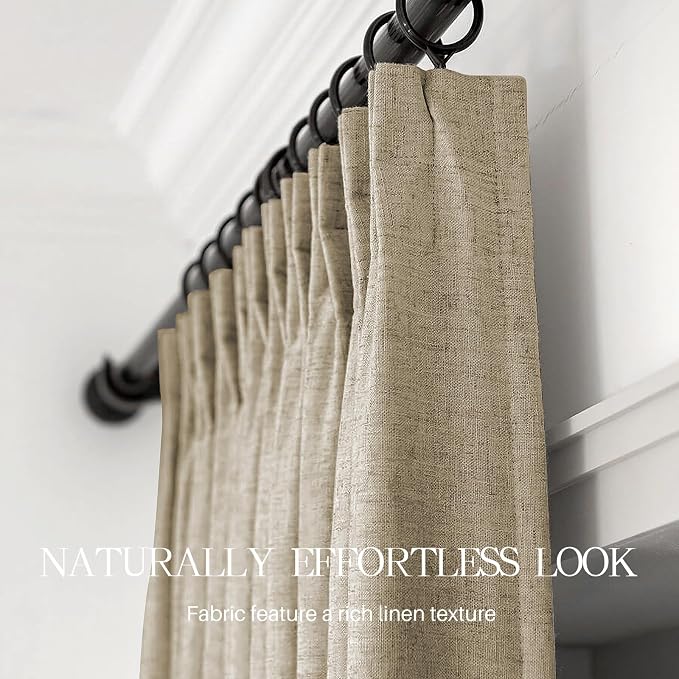 Pinch Pleated Linen Curtains 100% Blackout 84 Inches Long - Image 6