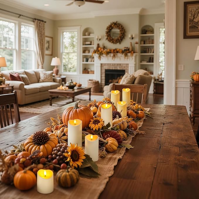 Homemory 6"x3" Outdoor Waterproof Flameless Candles, LED Candles, Battery Operated Candles with Remote and Timers, Electric Fake Plastic Pillar Candles, Ivory White, Set of 2