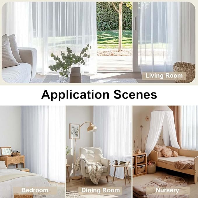 Sheer Curtain, 120 Inches Long, Rod Pocket, 2 Panels, - Image 6